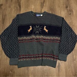 Vintage Pendleton Wool Sweater Embroidered Size XL